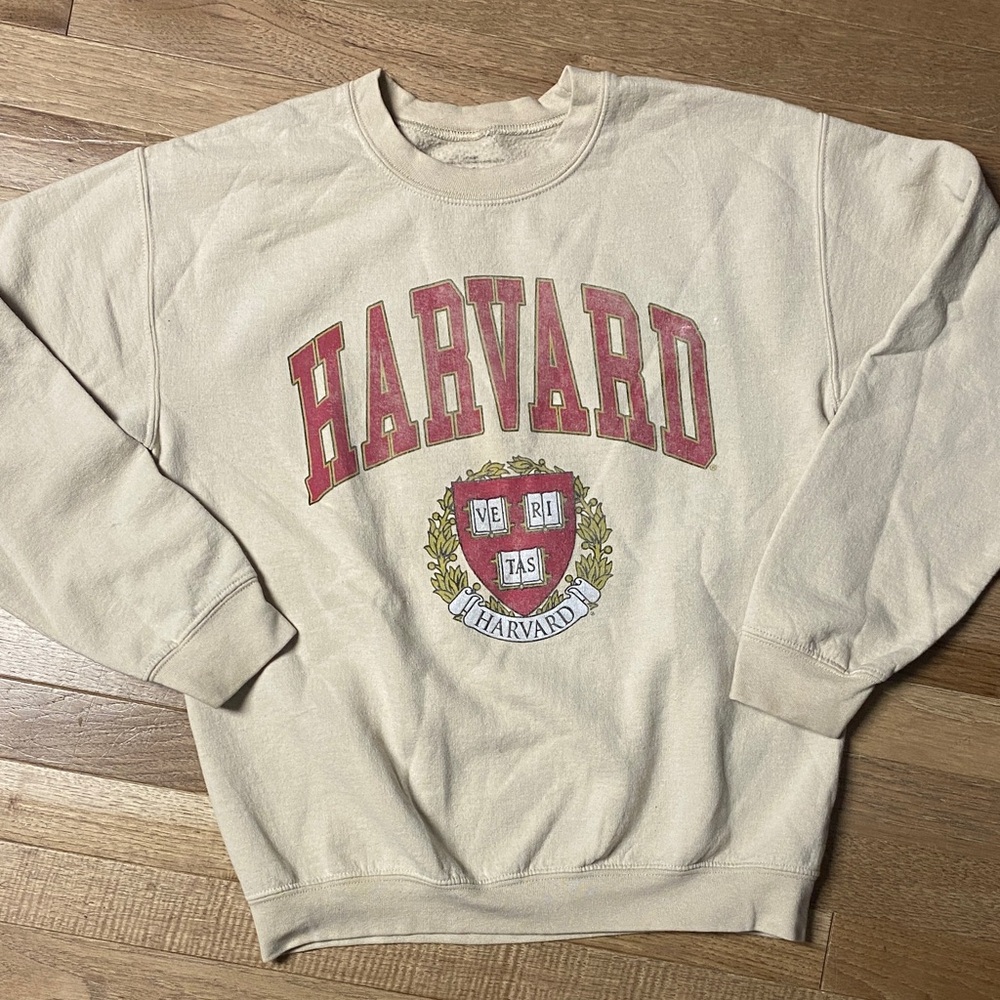 Harvard Beige Crewneck Sweater
